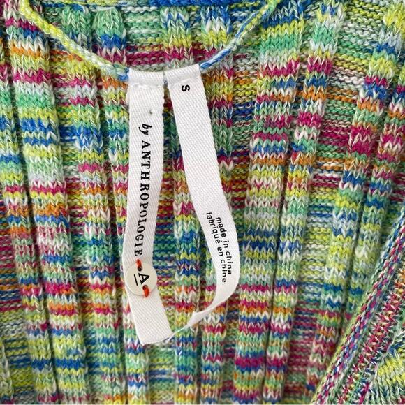 Anthropologie High Neck Knit Green Multi Color Tank Top size small - Picture 12 of 12